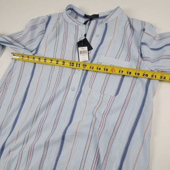 BCBGMaxAzria Lucile Shadow Blue Button Up Stripe Shirt Style Dress Sz Large NWT - Picture 8 of 13